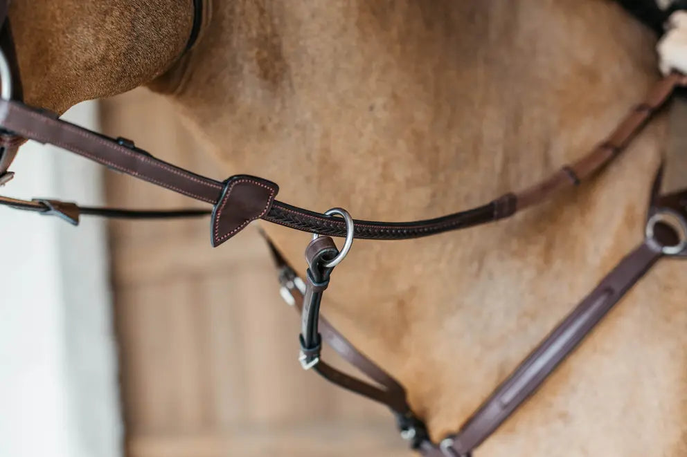 1/2" Rubber Reins with 7 Stops and Braided Finish | Dy'on NEW ENGLISH Collection