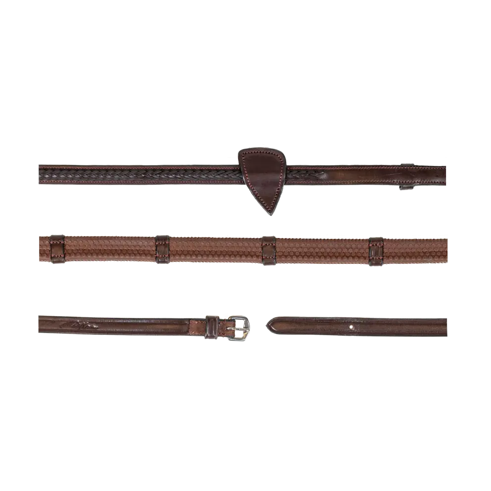 1/2" Rubber Reins with 7 Stops and Braided Finish | Dy'on NEW ENGLISH Collection